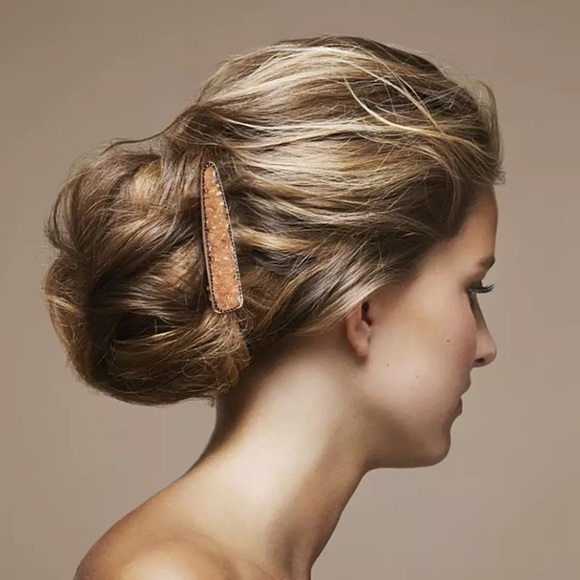 Rose Gold Sparkly Stone Beaded Alligator Hair Clip - Picture 2 of 6